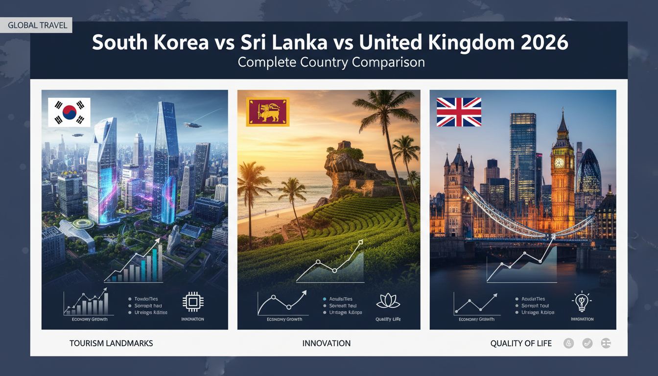 South Korea vs Sri Lanka vs United Kingdom Complete Country Comparison 2026 (Economy, Technology, Tourism & Quality of Life)